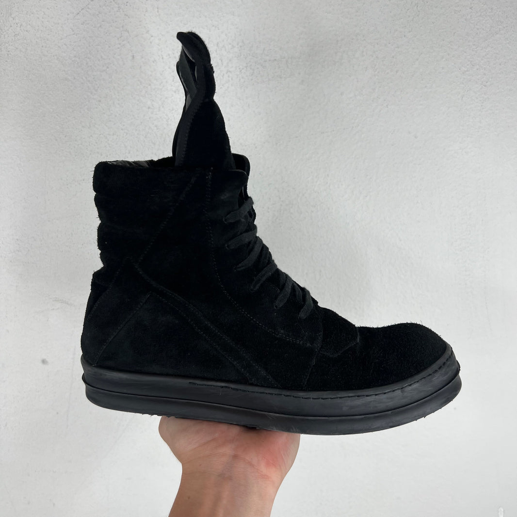 Rick Owens Triple Black Suede Geobaskets