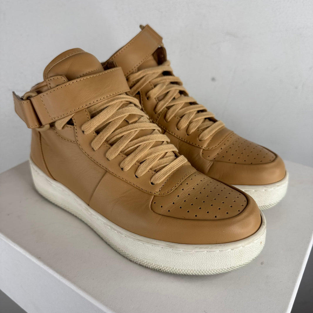 Celine Tan Leather High-Top Sneakers