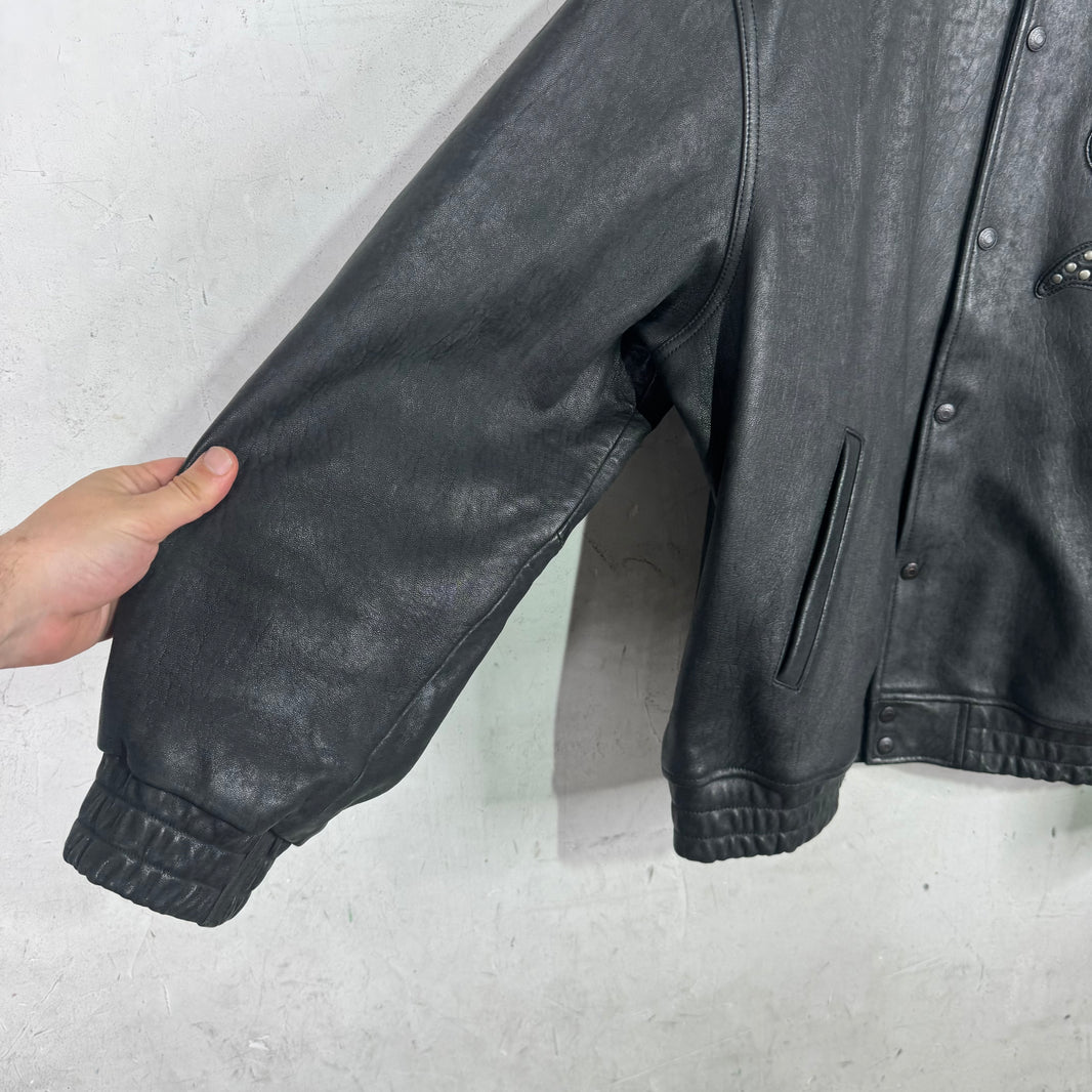 Supreme Pebbled Leather Studded Logo Jacket