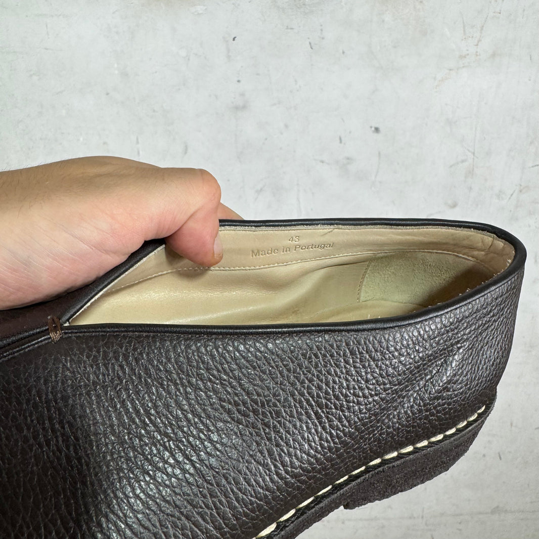 Lemaire Brown Leather Piped Slippers
