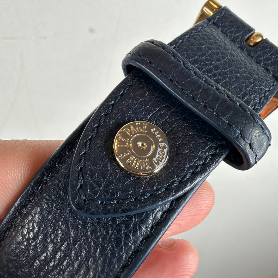 Faure Le Page Blue Monogram Leather Belt