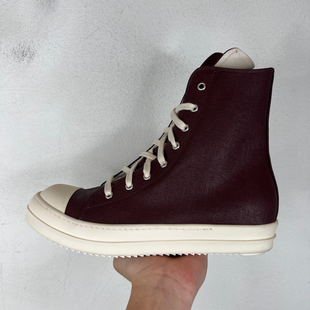 DRKSHDW Burgundy Waxed Ramone High Sneakers