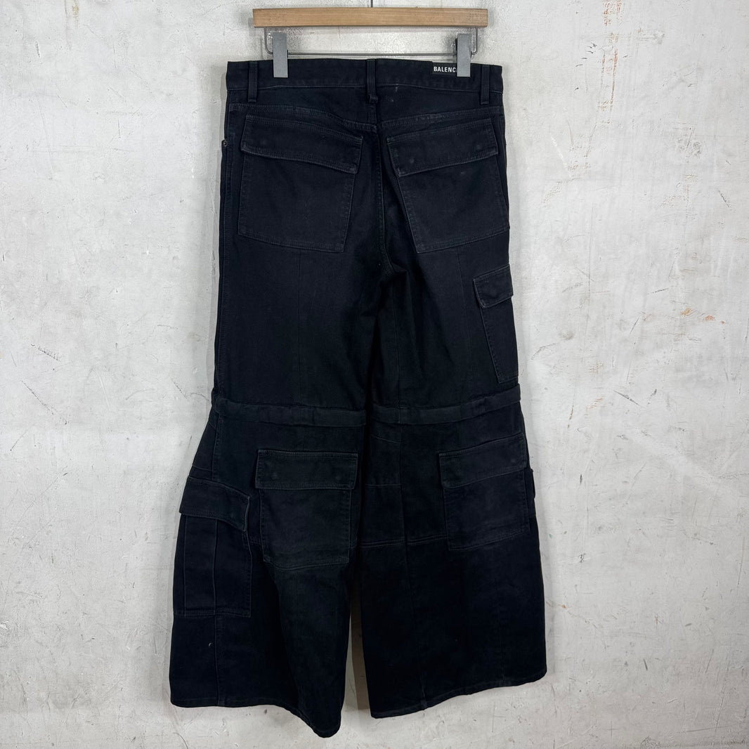 Balenciaga 2023 Denim Flared Convertible Cargos