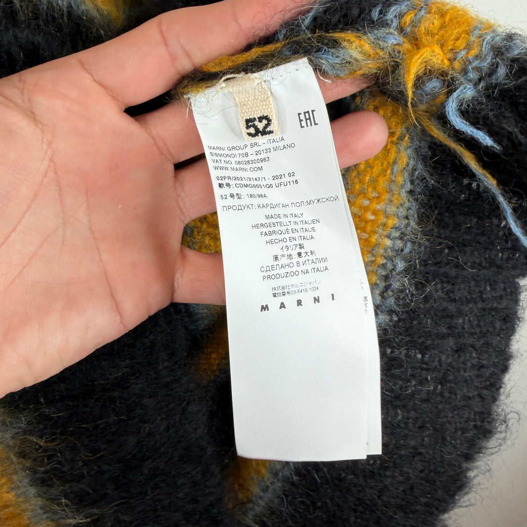 Marni Yellow/Black Striped Mohair Cardigan