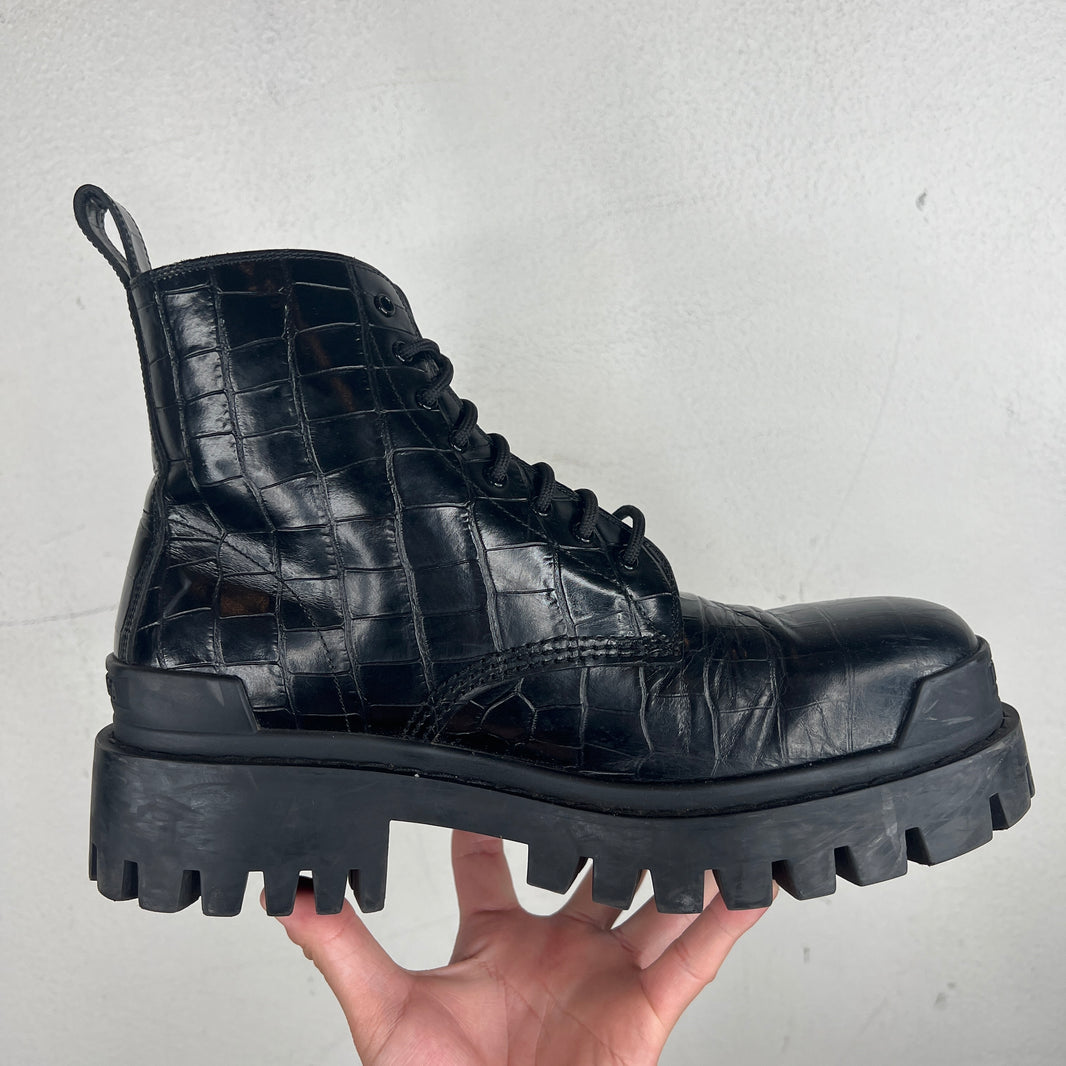 Balenciaga Croc Leather Strike Boots