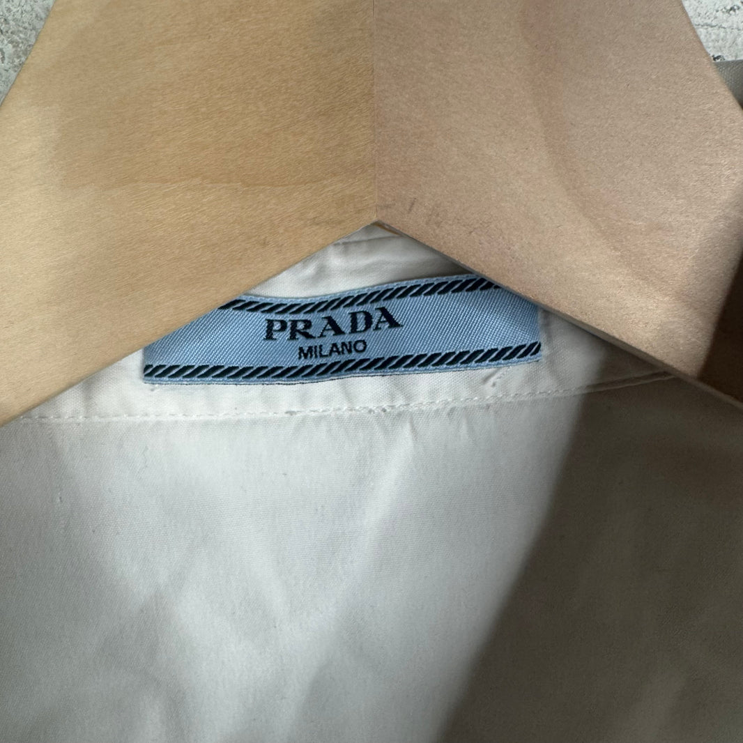 Prada White Triange Graphic L/S Button Up Shirt