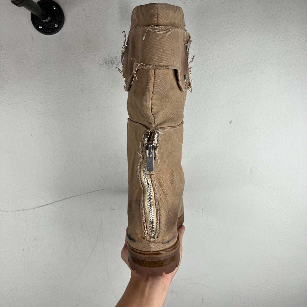 424 Beige Canvas Dragon Rider Boots