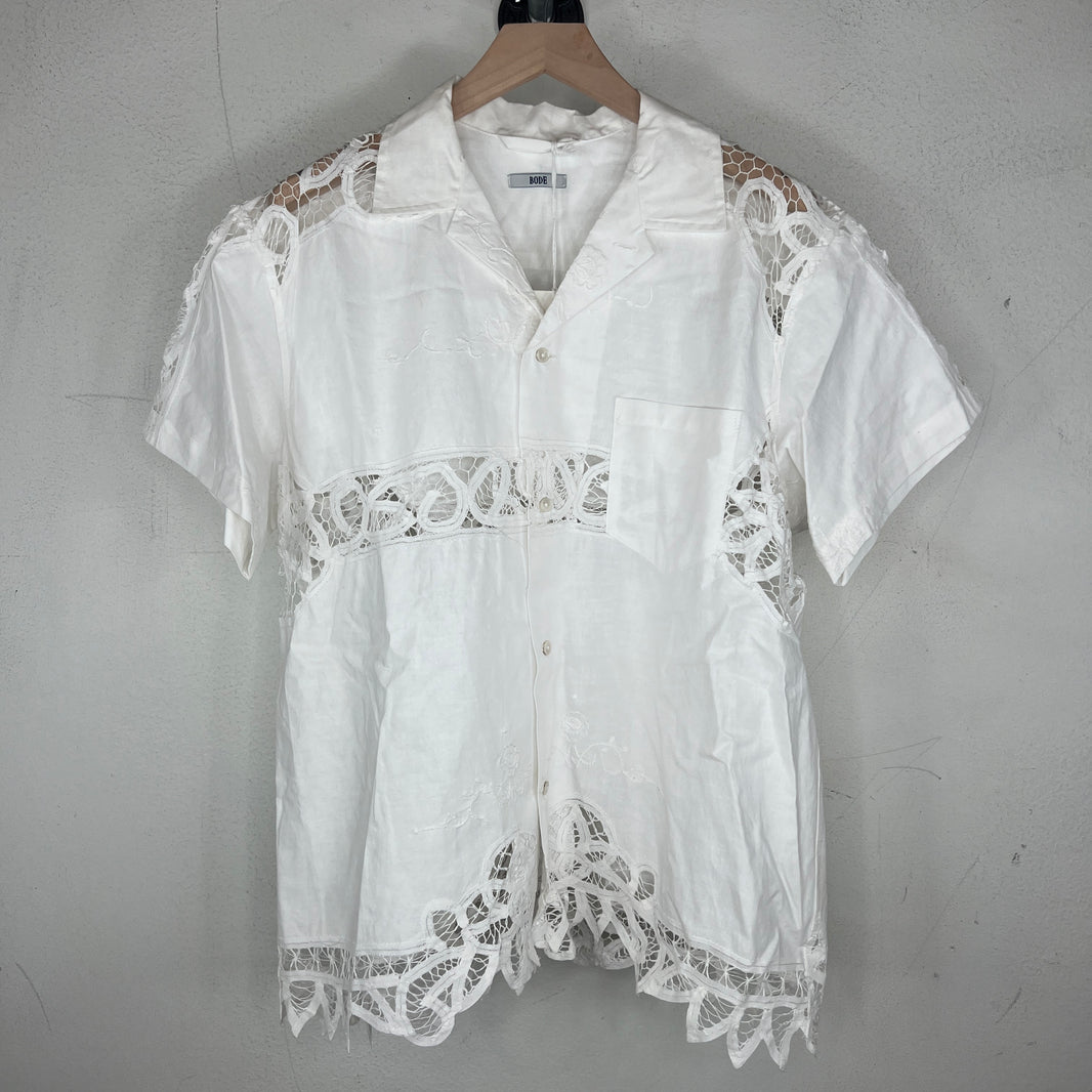 Bode Linen Cutwork Shirt