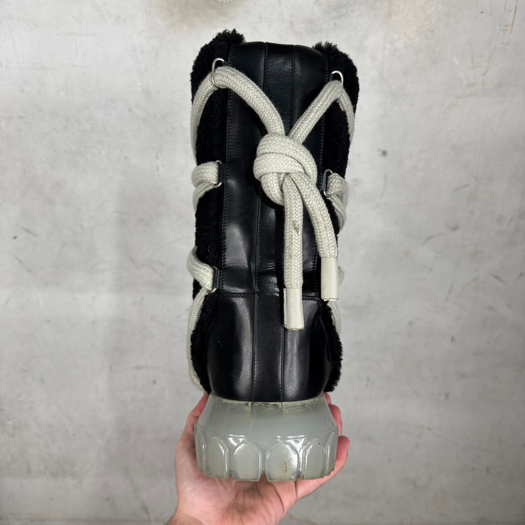 Rick Owens Lunar Megalace Shearling Tractor Boots
