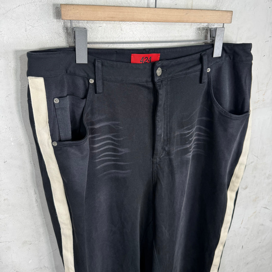 424 Washed Effect Striped Sweatpants