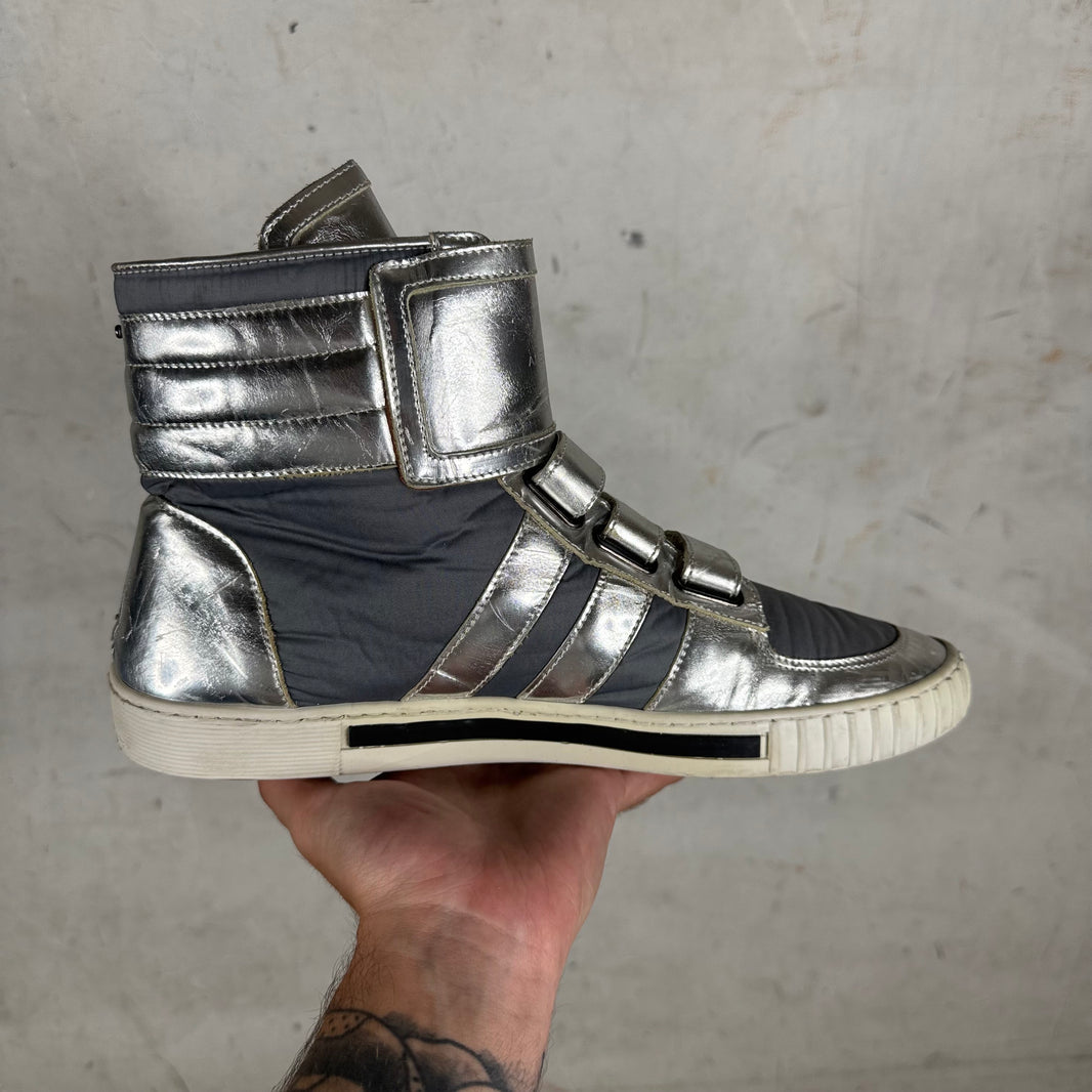 Allesandro Dellacqua Silver Strapped High Sneakers