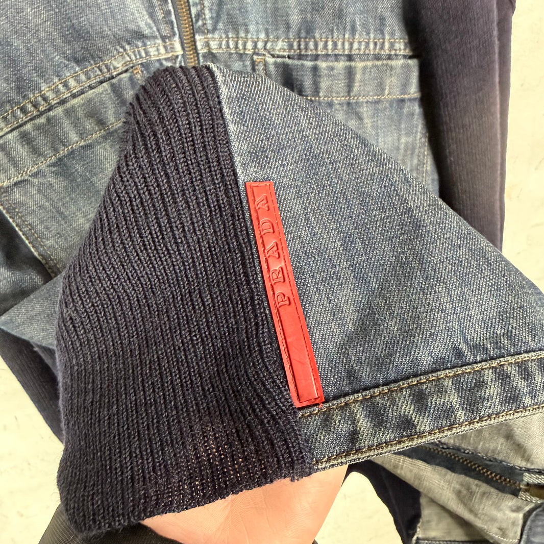 Prada Linea Rossa Hybrid Denim Knit Jacket