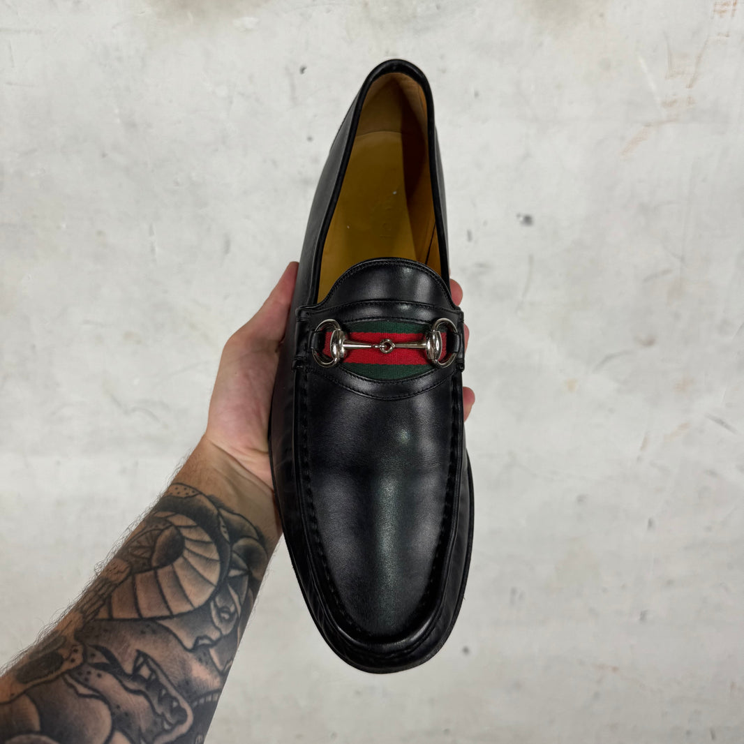 Gucci Leather Horse Bit Loafers