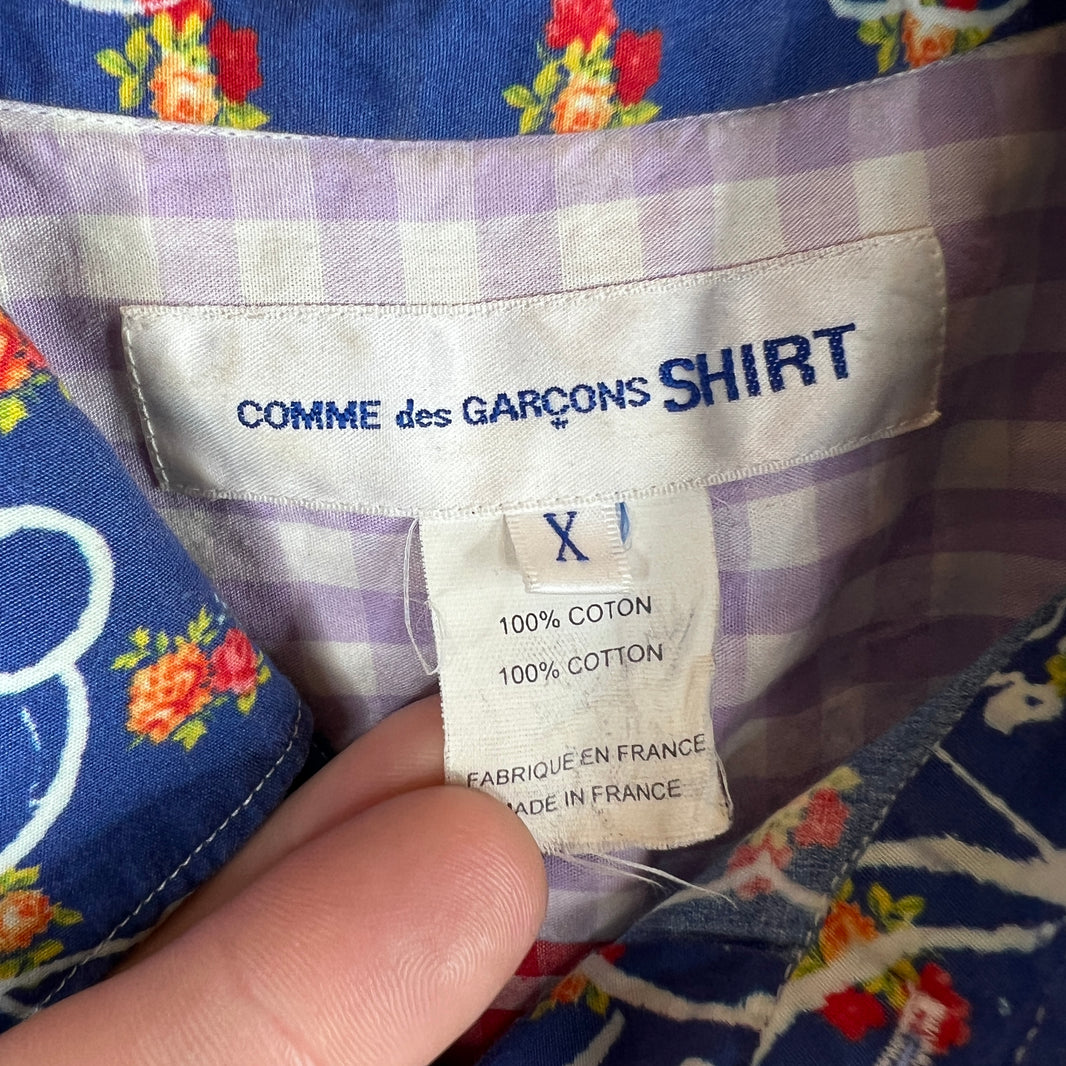 CDG Floral Mickey Mouse Button Up Shirt