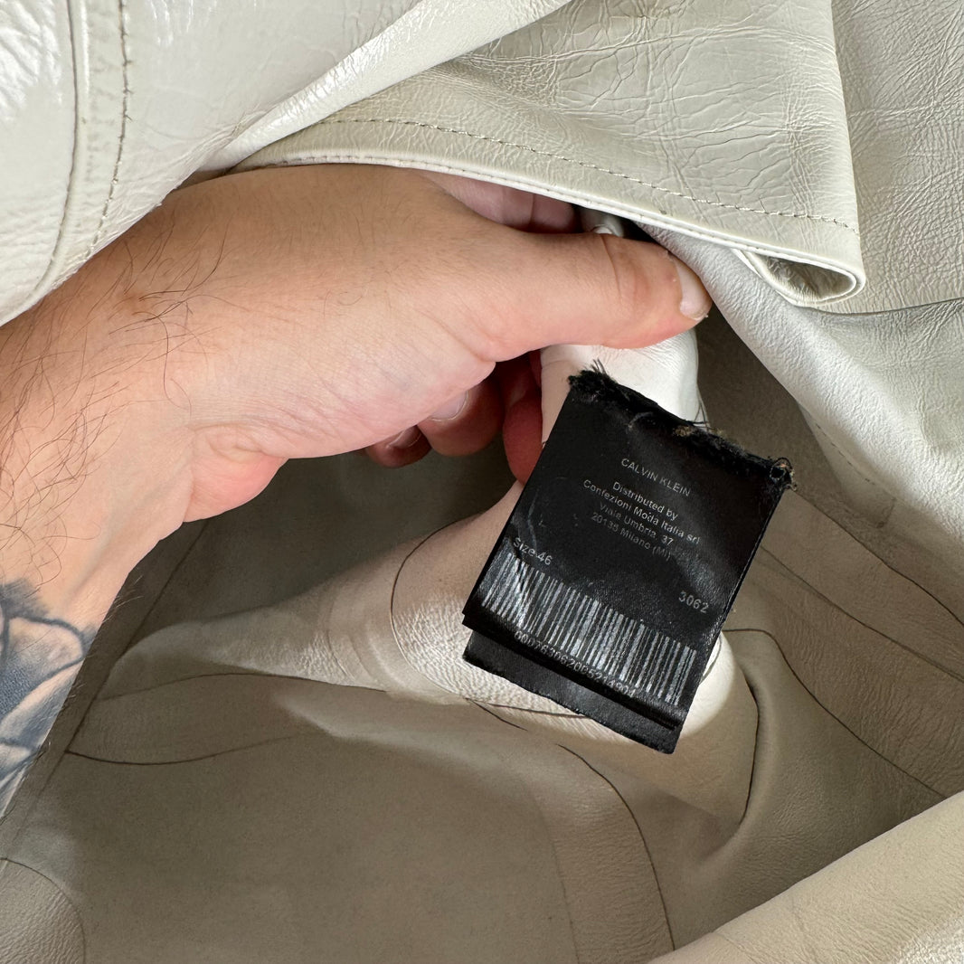 Calvin Klein 205W39NYC White Sample Leather Coat