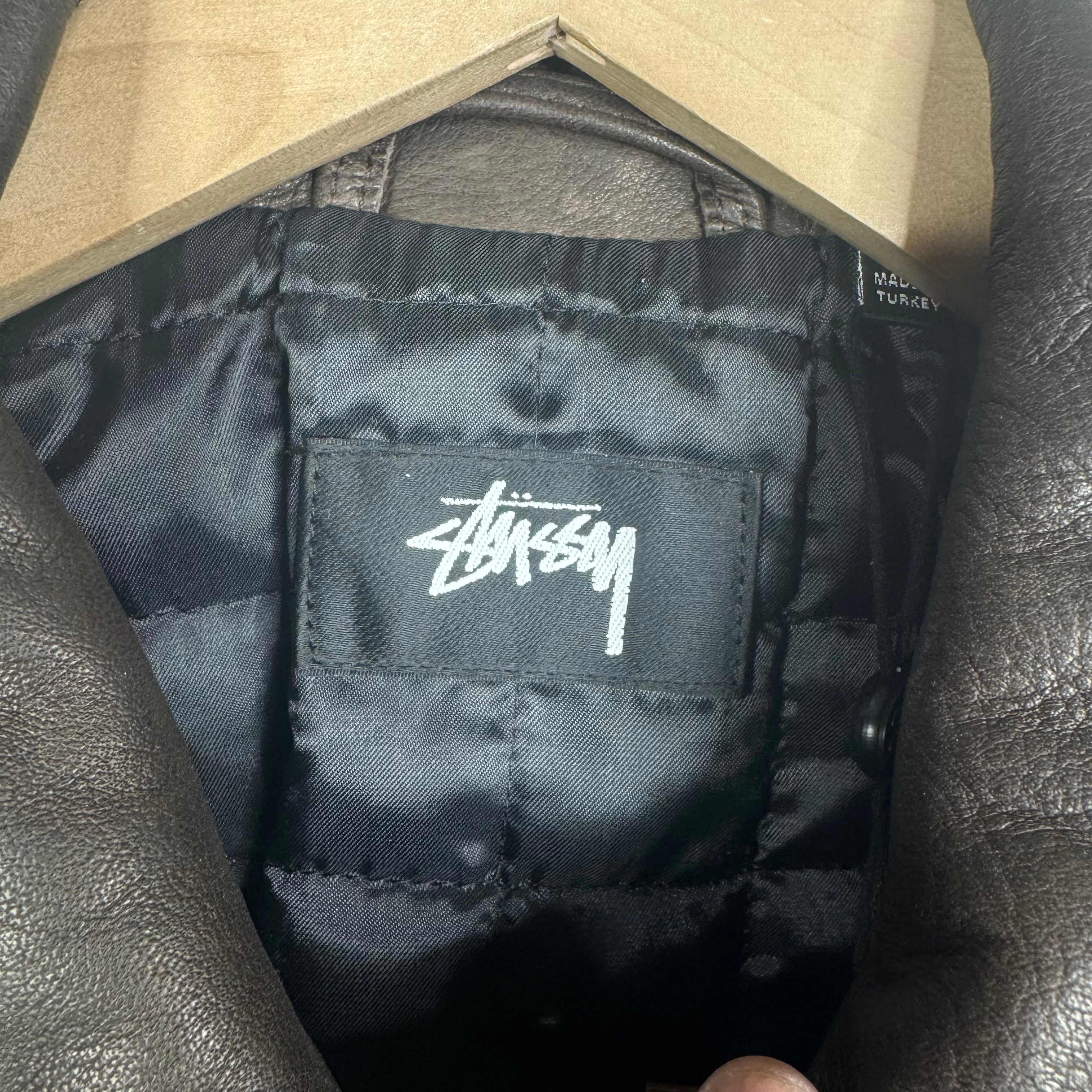 Stussy Brown Leather Zip Jacket – www.Lukes.store