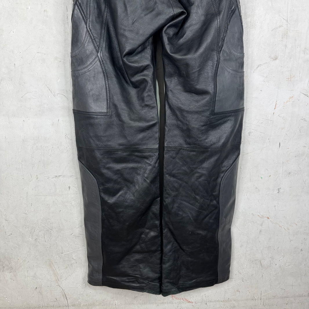 Balenciaga Leather Unity Paneled Racing Pants