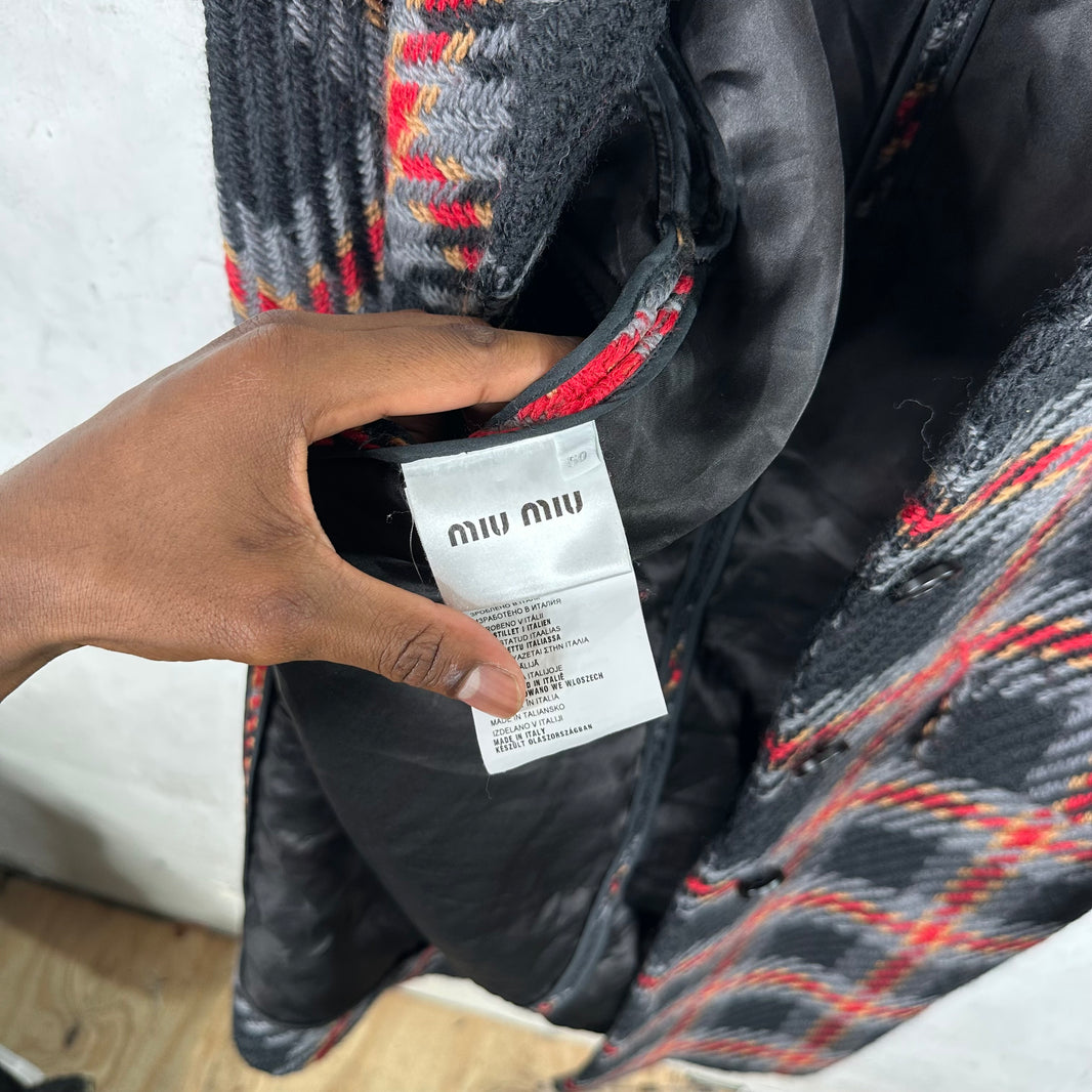 Miu Miu Knit Check Tooth Peacoat