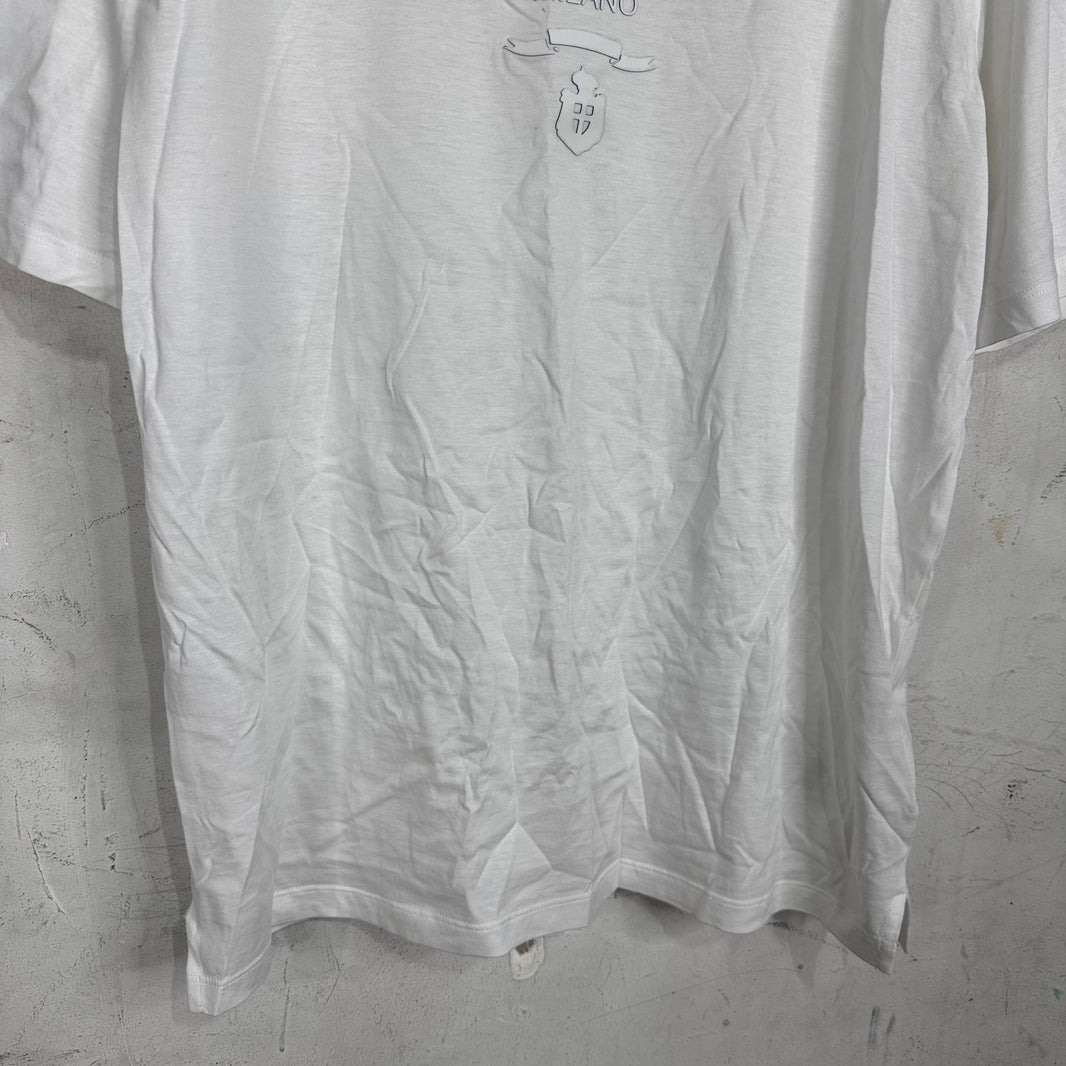 Prada White Rubberized Crest Logo T-Shirt