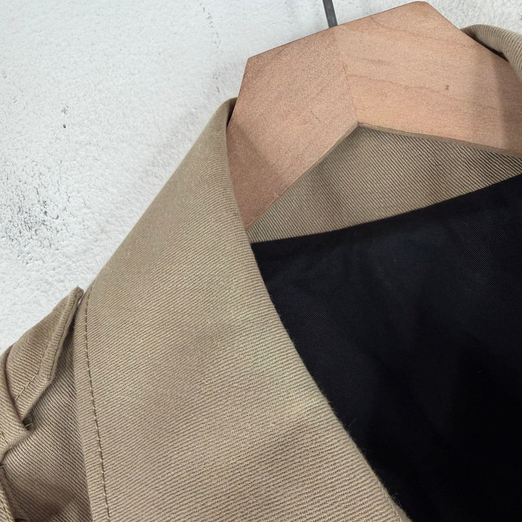 Balmain Belted Epaulet Beige Coat