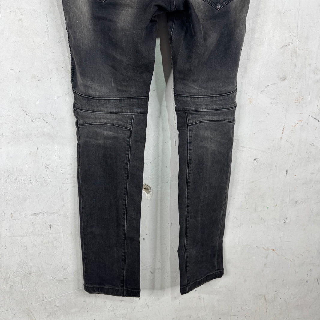 Balmain Faded Wash Biker Jeans