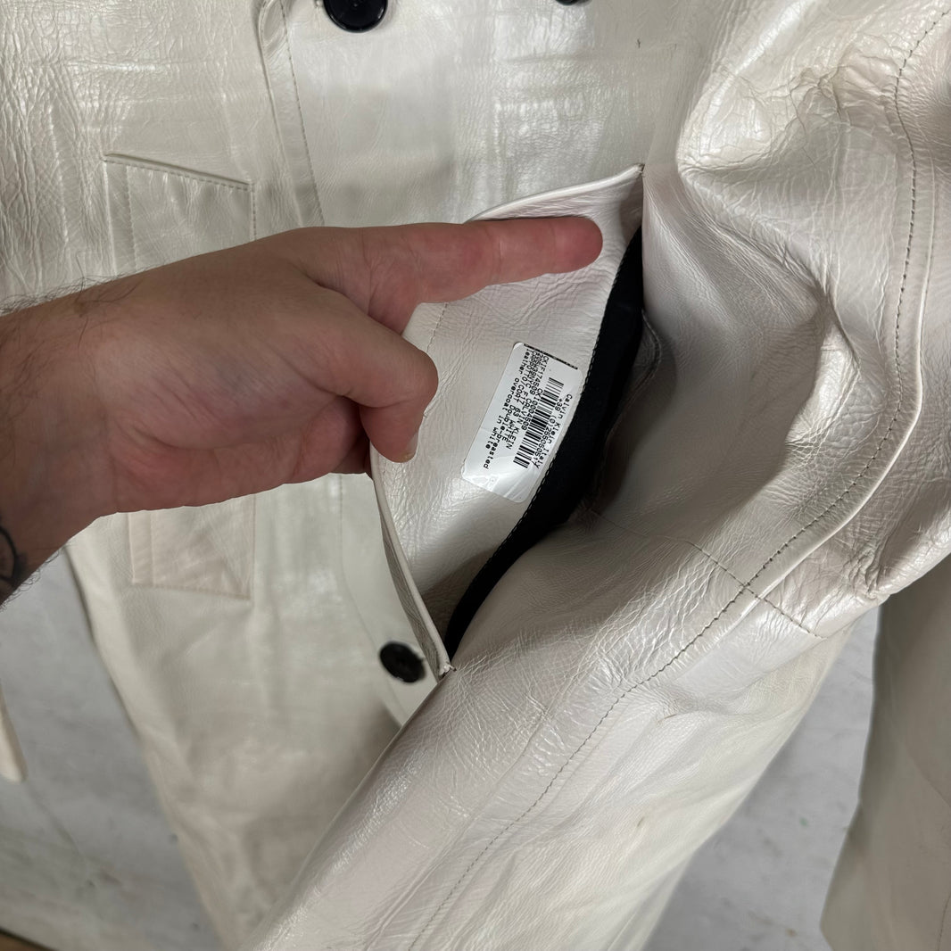 Calvin Klein 205W39NYC White Sample Leather Coat