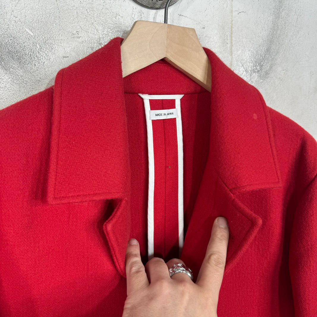 Thom Browne Red Wool Trench Coat