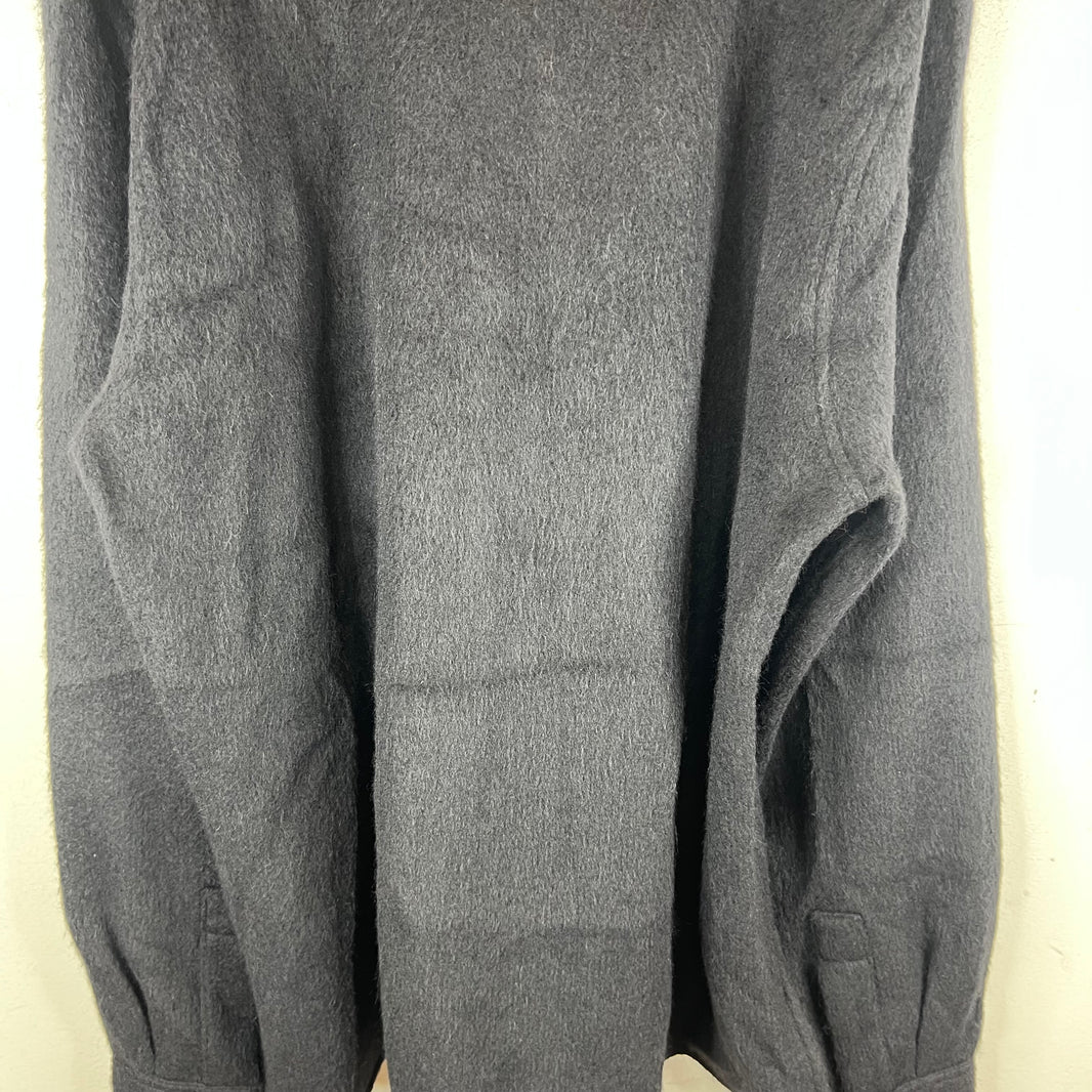Jil Sander Black Alpaca/Wool Blend Snap Button Overshirt