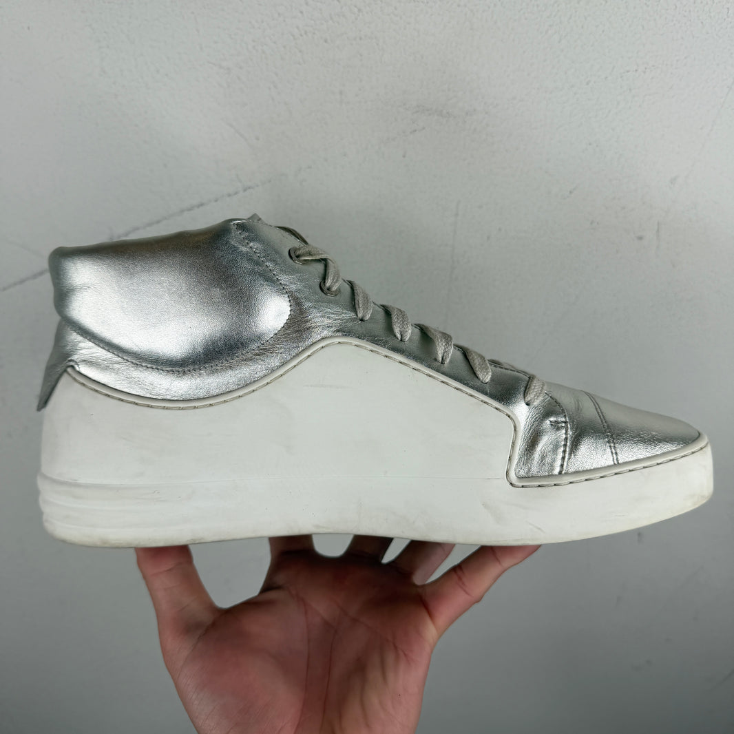 Chanel White/SIlver CC Logo Rubber High Sneakers