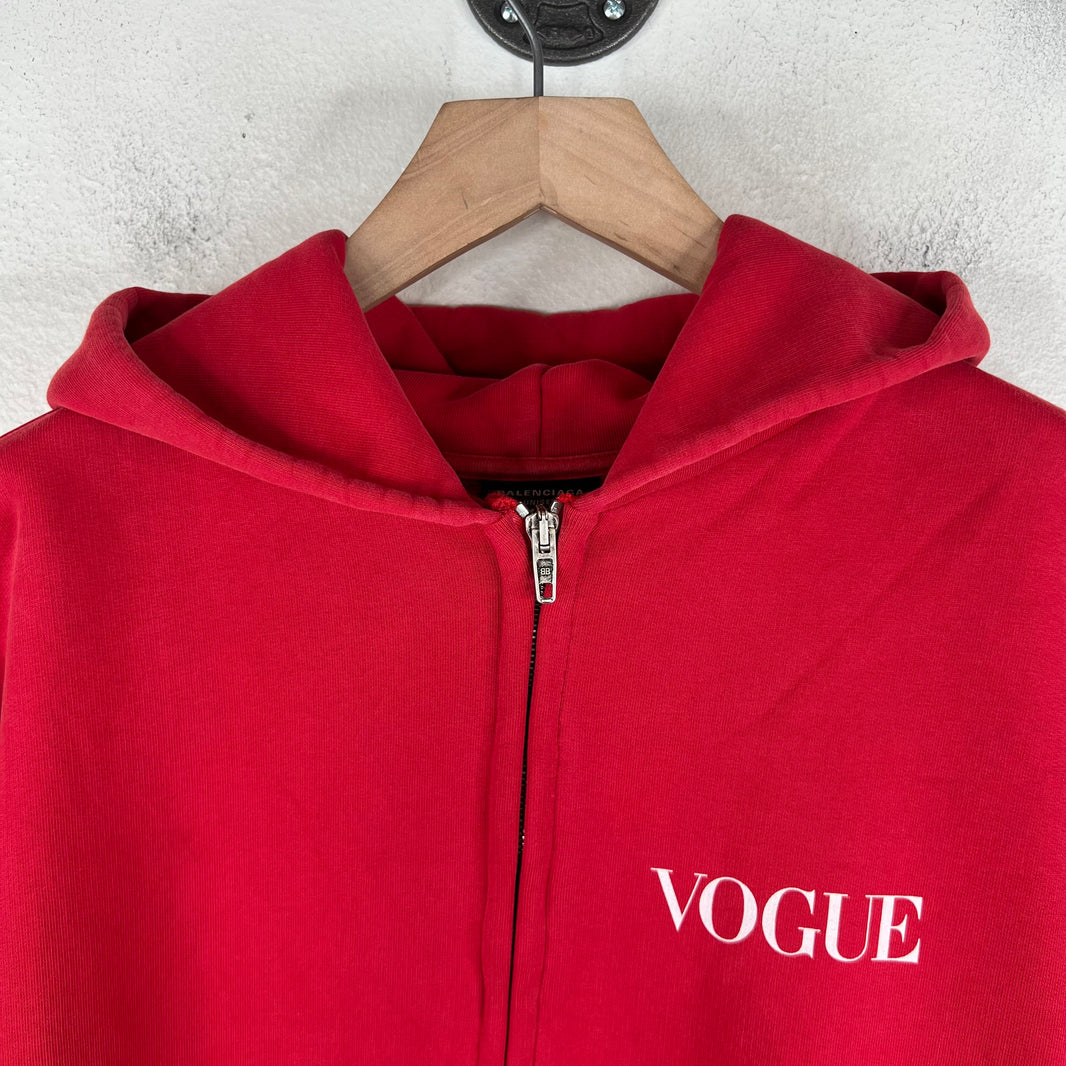 Balenciaga Sample Red Vogue Zip Up Hoodie