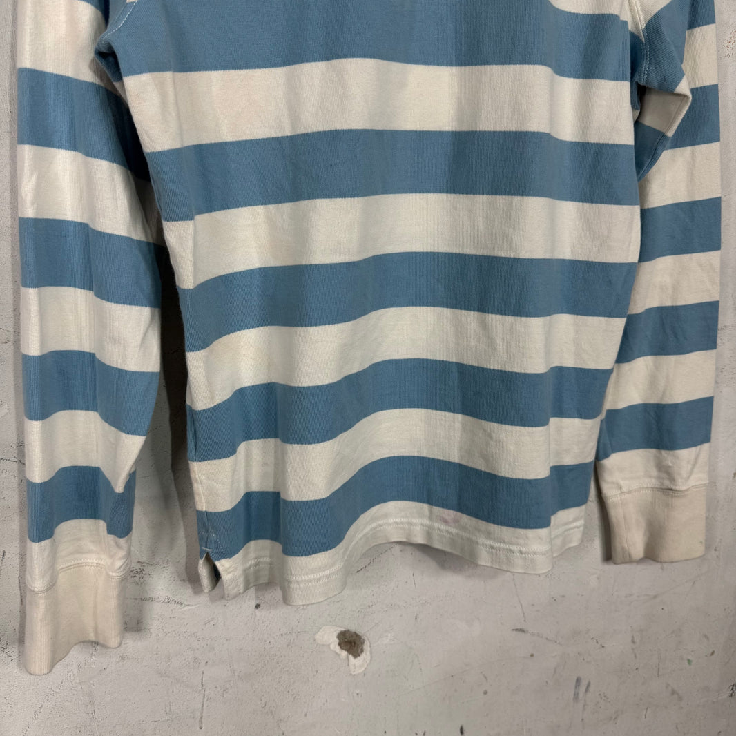 Ralph Lauren Rugby Striped Blue Crest L/S Polo