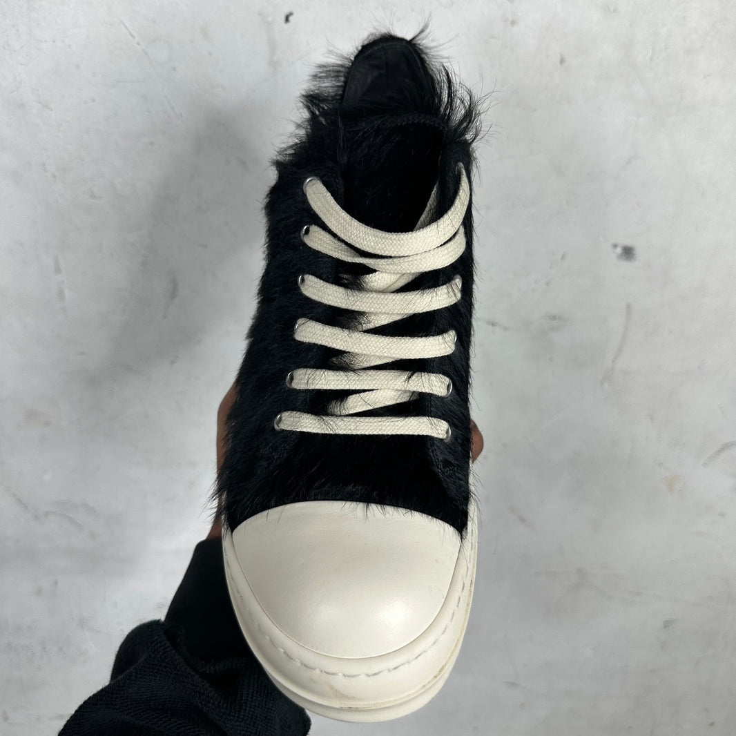 Rick Owens Black Furry Low Ramones Sneakers