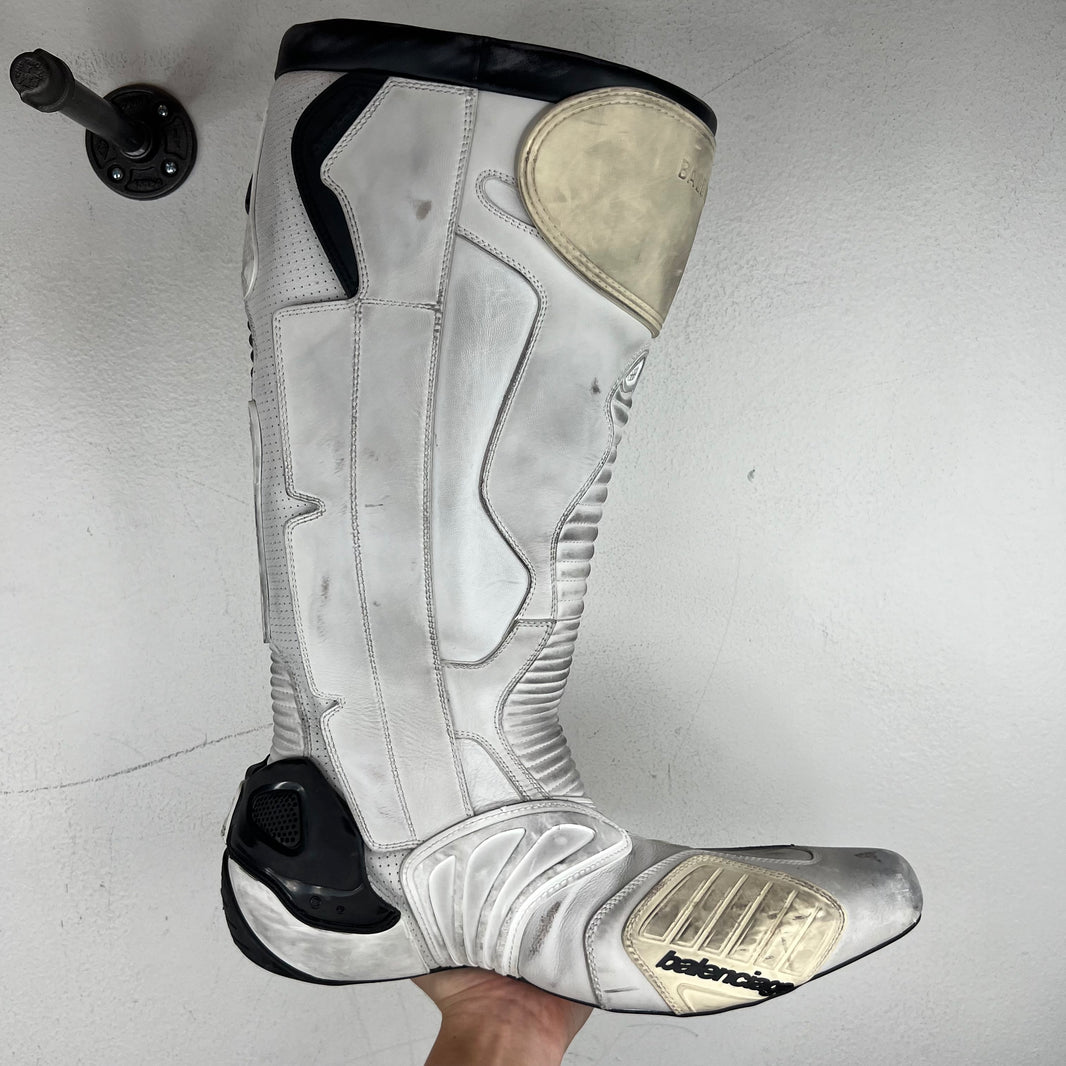 Balenciaga White Biker Moto Boots