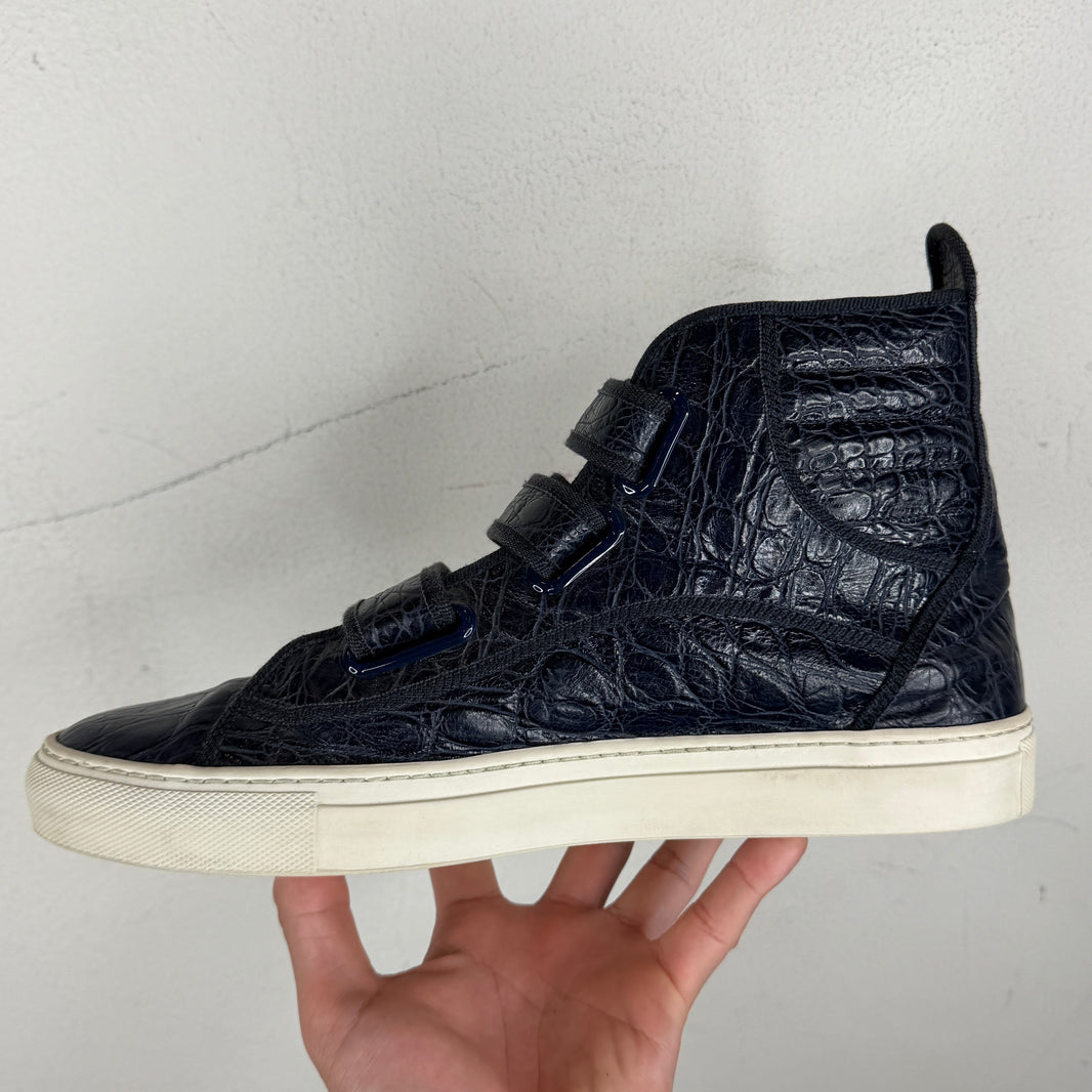 Raf Simons Navy Croc Velcro Strap Sneakers