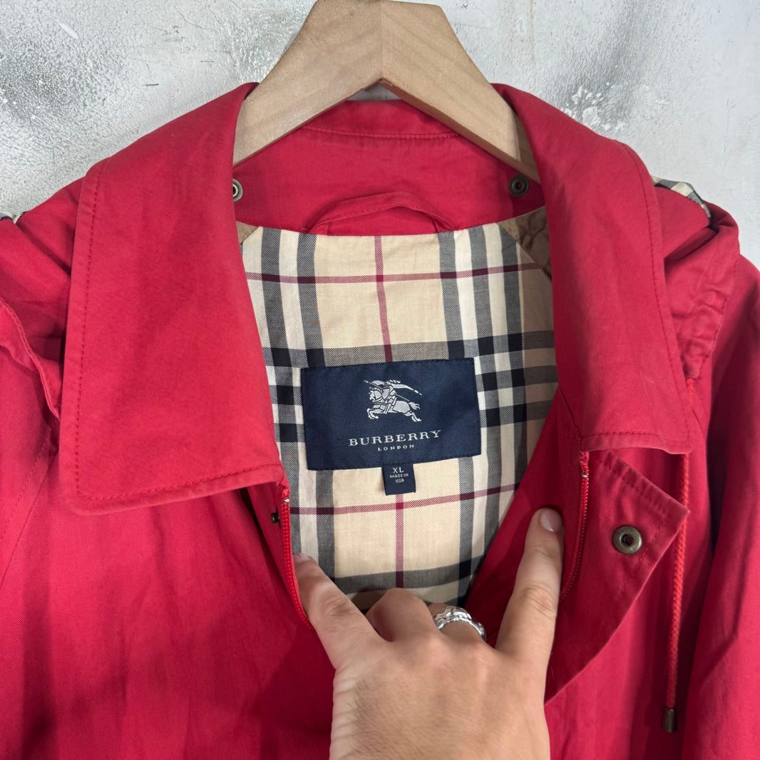 Burberry Red Zipped Long Coat