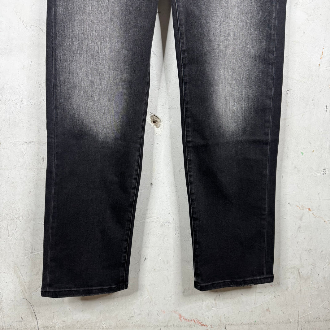 Sicko Embroidered Washed Black Jeans