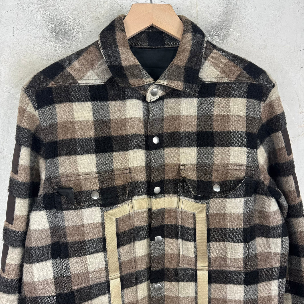Rick Owens Heavy Wool Backstrap Patched Flannel