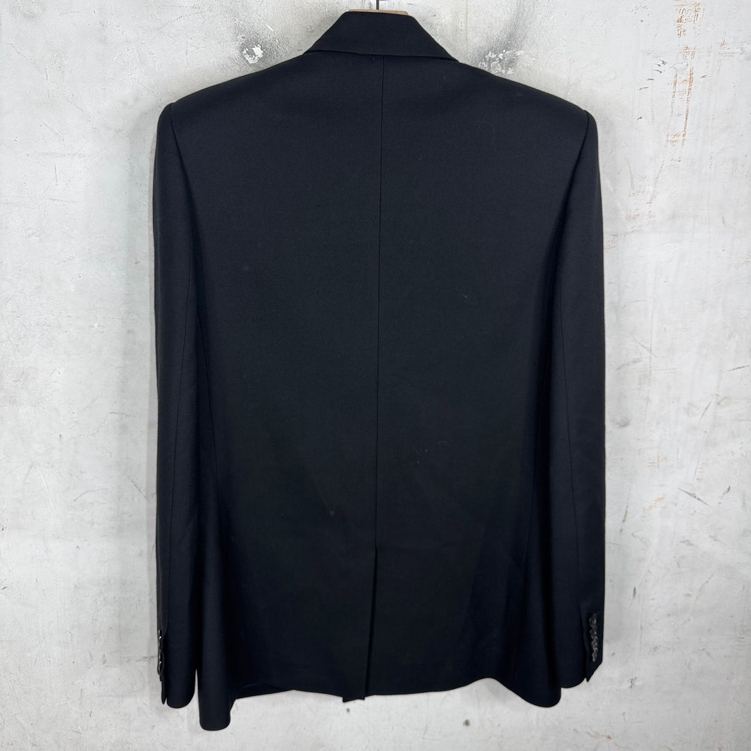 Saint Laurent Black Padded Shoulder Long Blazer