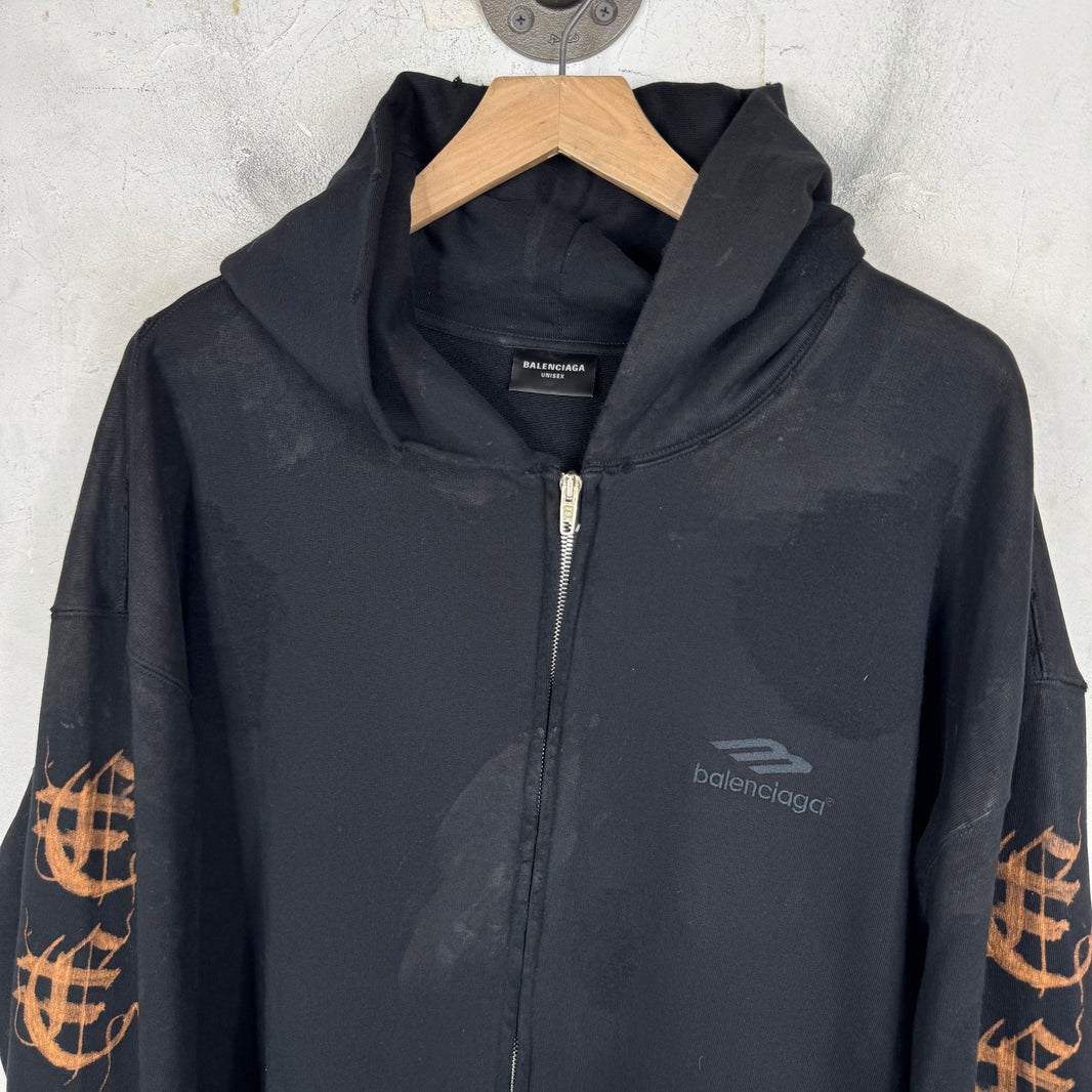 Balenciaga Heavy Metal Distressed Zip Hoodie