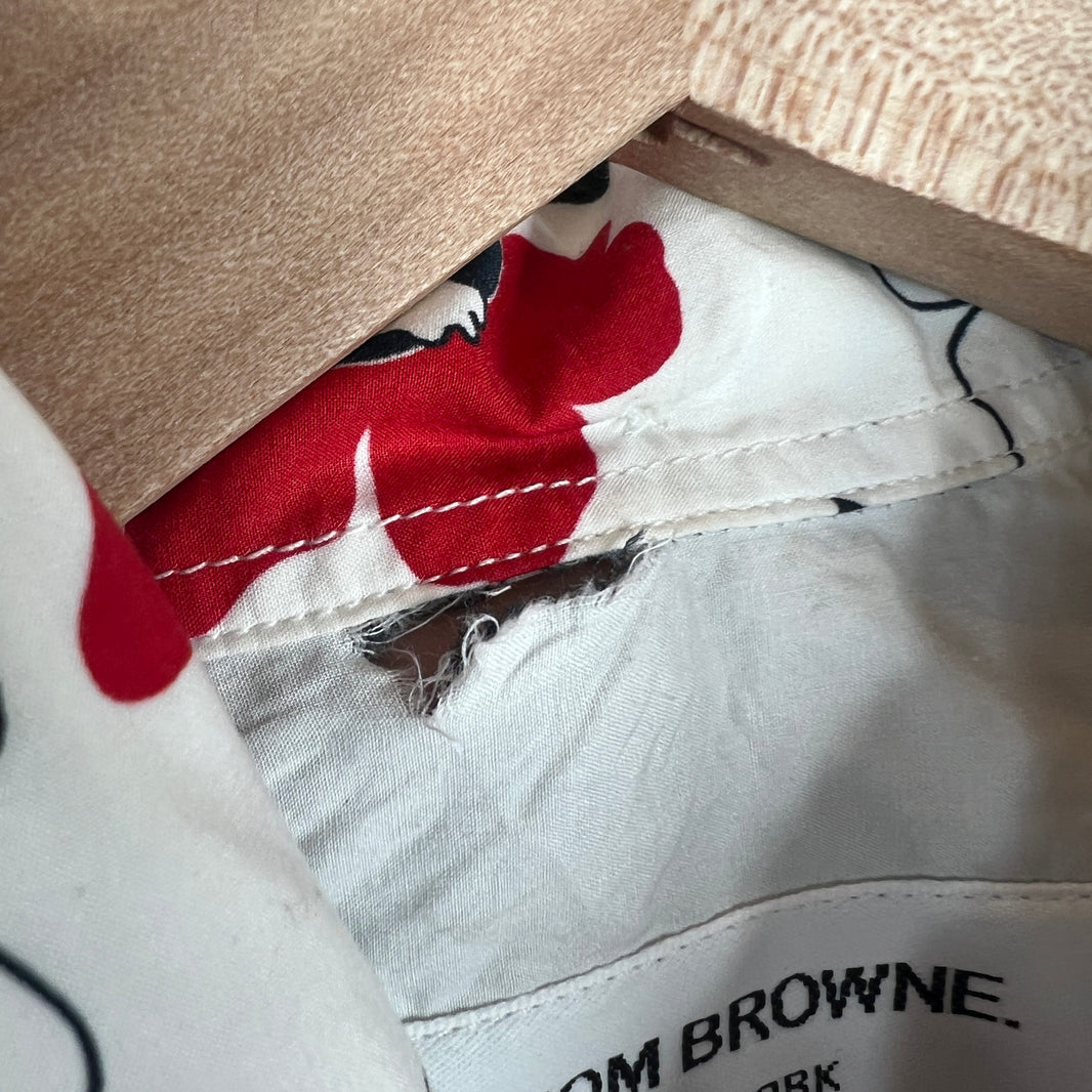 Thom Browne Floral Striped Button Up Shirt