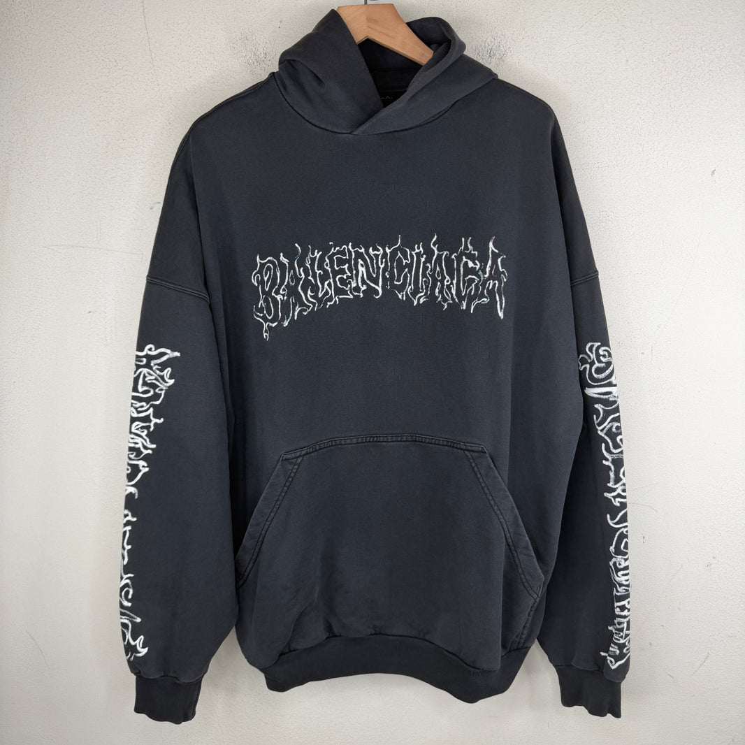 Balenciaga Drawn Metal Logo Hoodie