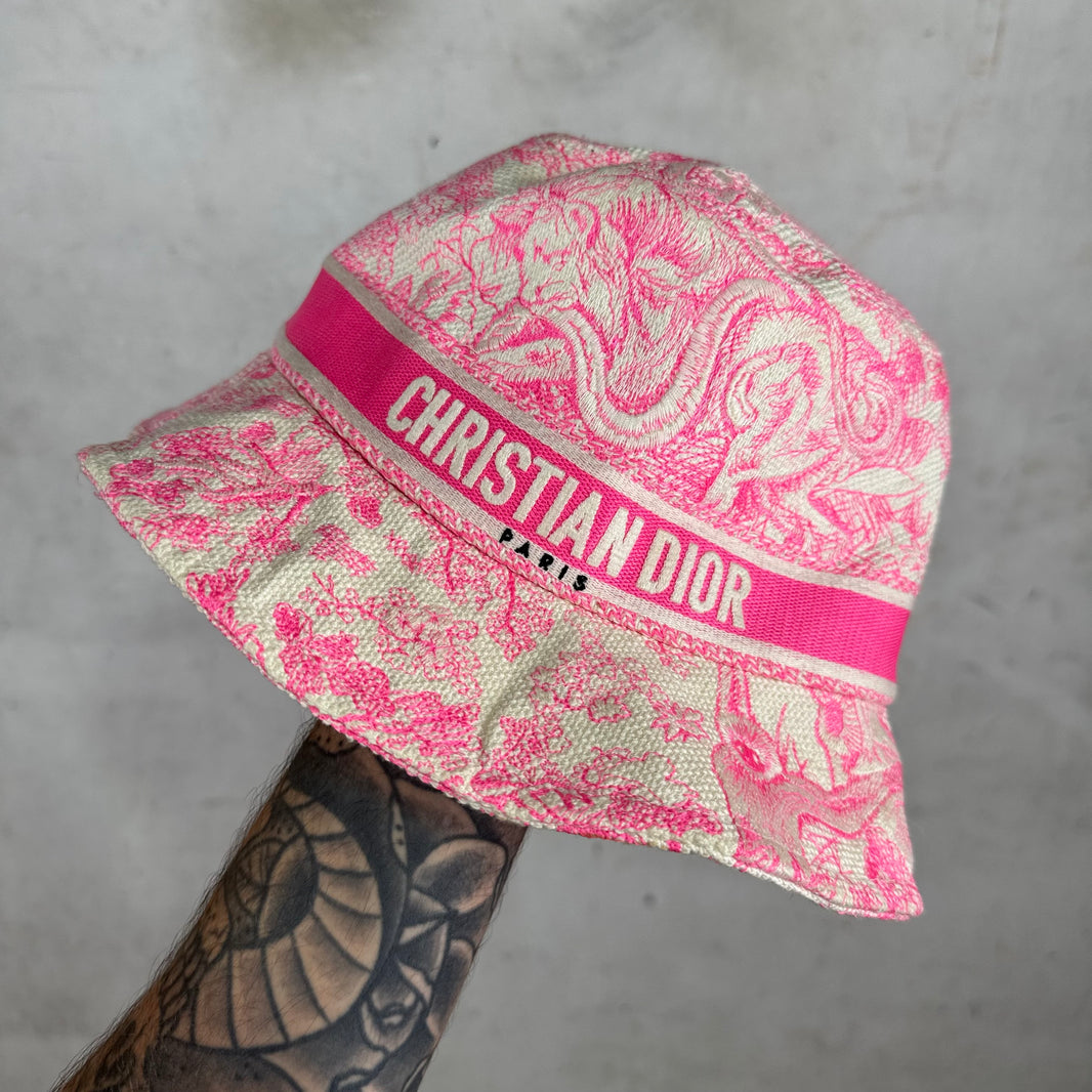 Dior Pink Canvas Monogram Bucket Hat