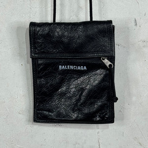 Balenciaga Leather Logo Side Pouched Messenger