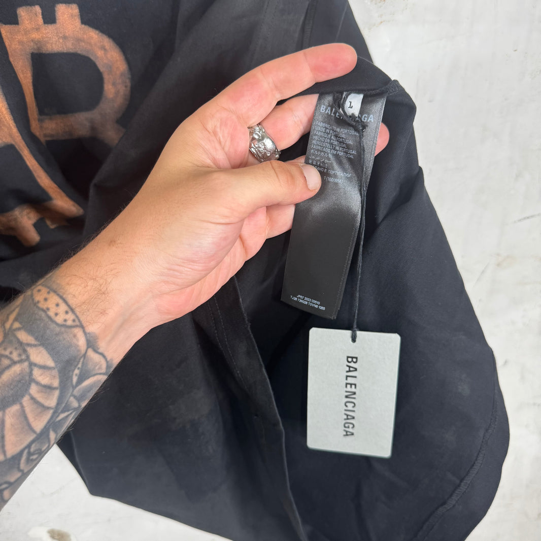 Balenciaga Mudded Bleach Bitcoin T-Shirt
