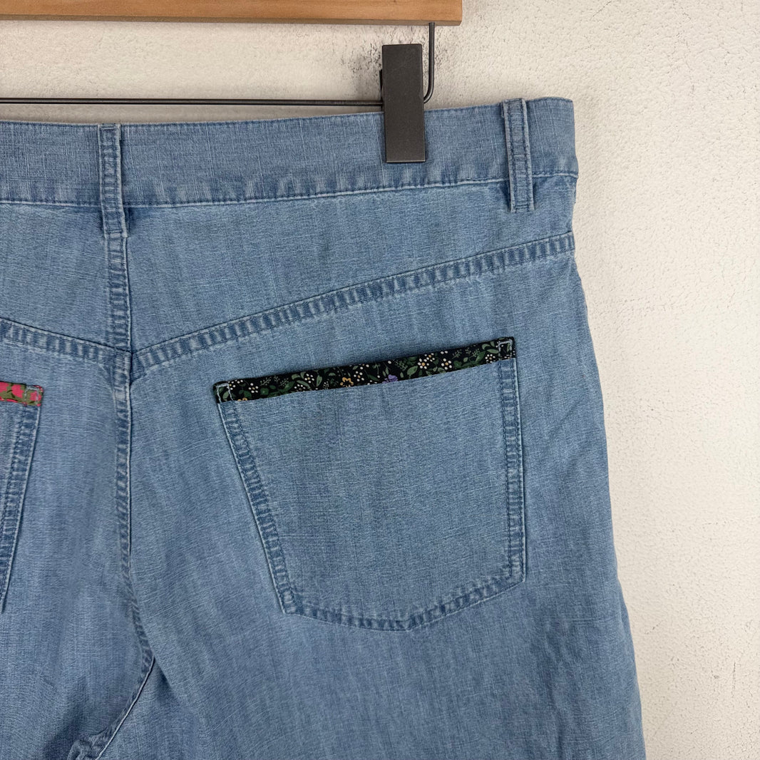 Valentino Denim Floral Shorts