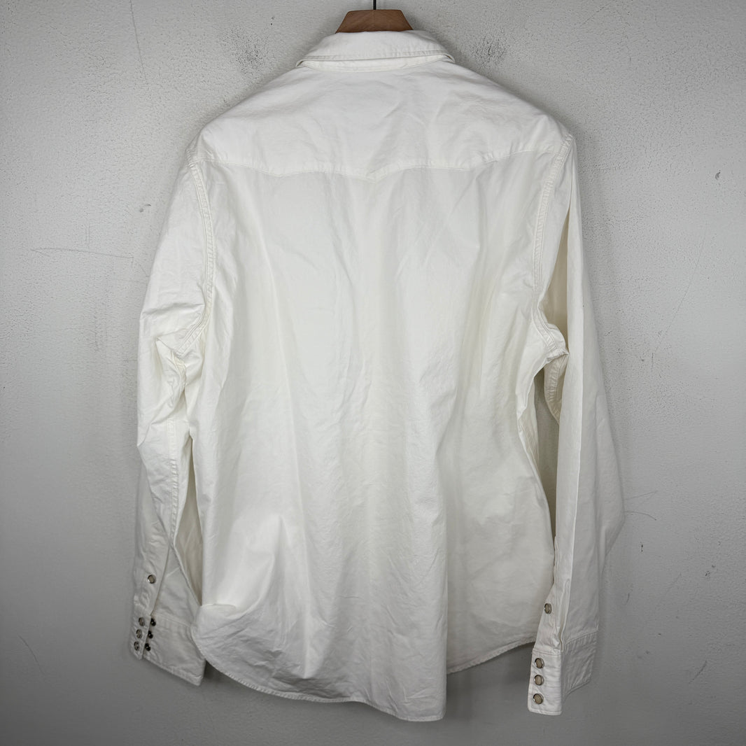 RRL White Pearl Snap Button Up Western Shirt
