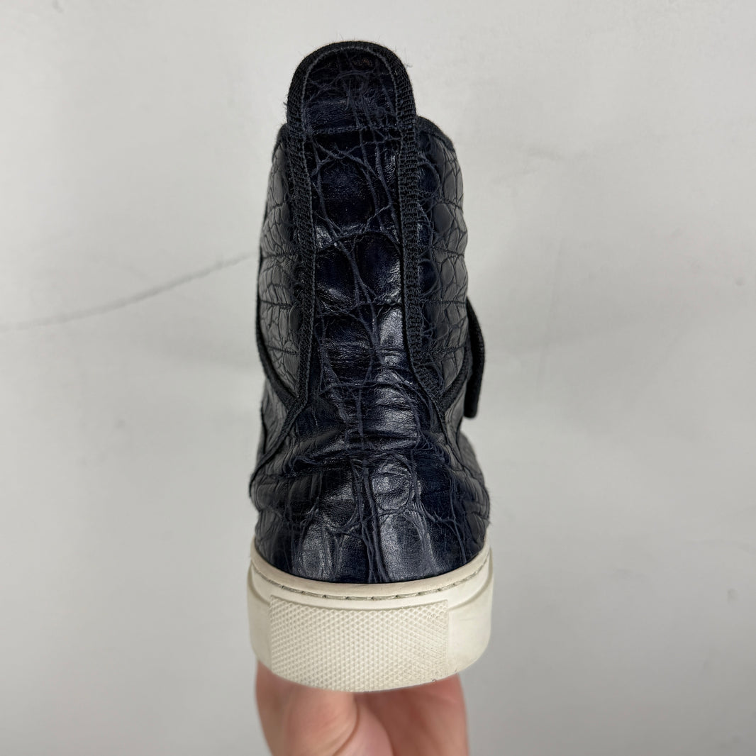 Raf Simons Navy Croc Velcro Strap Sneakers