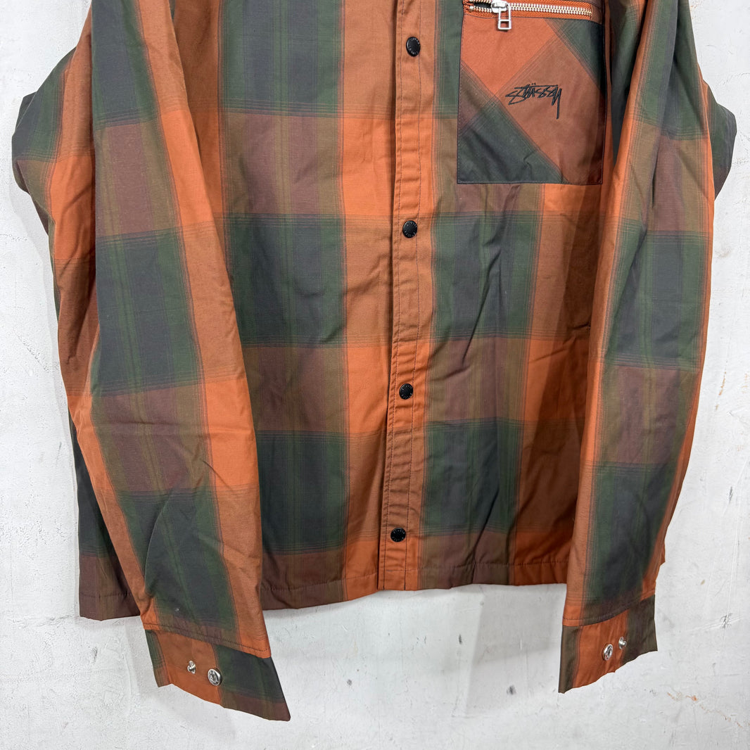 Stussy Insulated Orange Plaid Coaches Jacket
