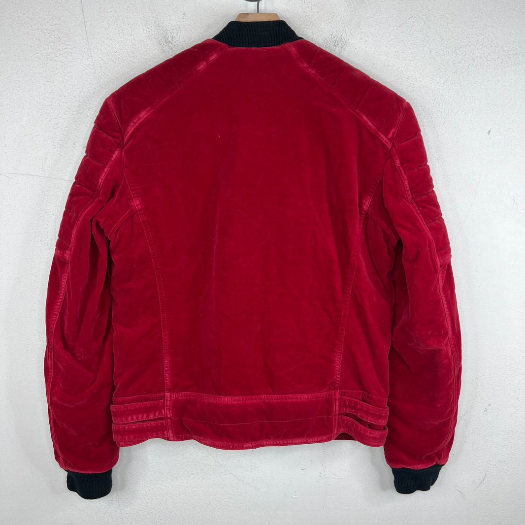 Balmain Red Velvet Crest Jacket