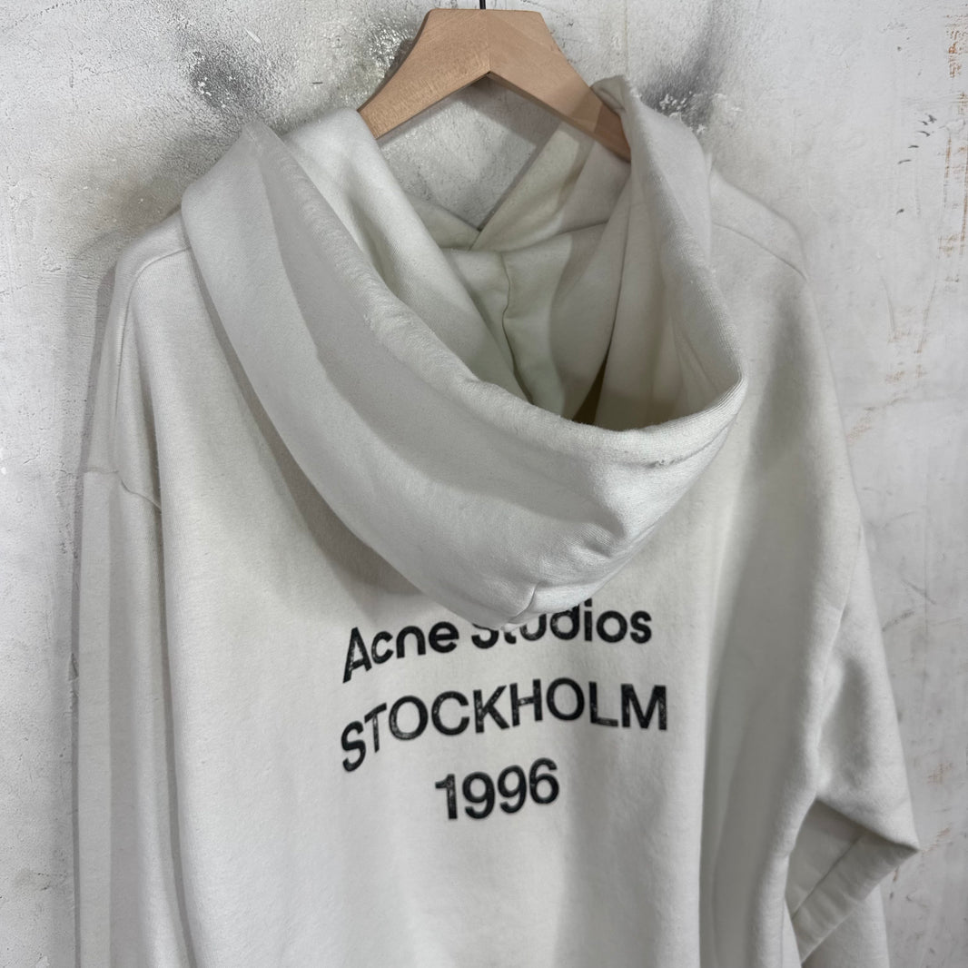 Acne Studios White Stockholm Logo Pullover Hoodie